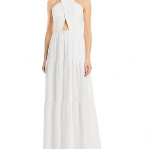 Aidan Aidan Mattox cross halter tiered maxi dress NWT